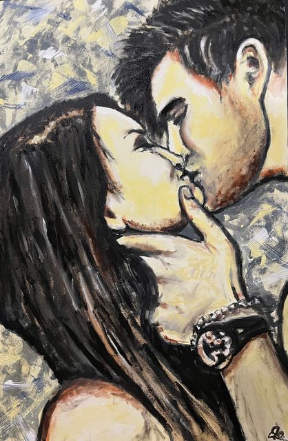First Kiss, Oil on Canvas by Dallas Ebersviller