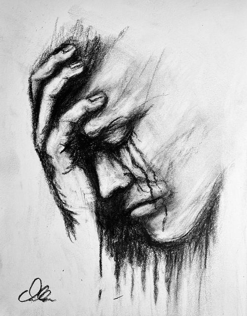 Heavy Thoughts, Charcoal by Dallas Ebersviller
