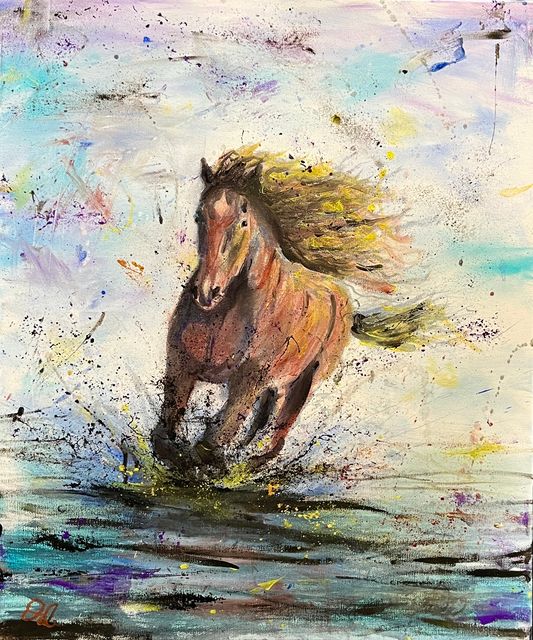 Horse Therapy, Mixed media by Dallas Ebersviller