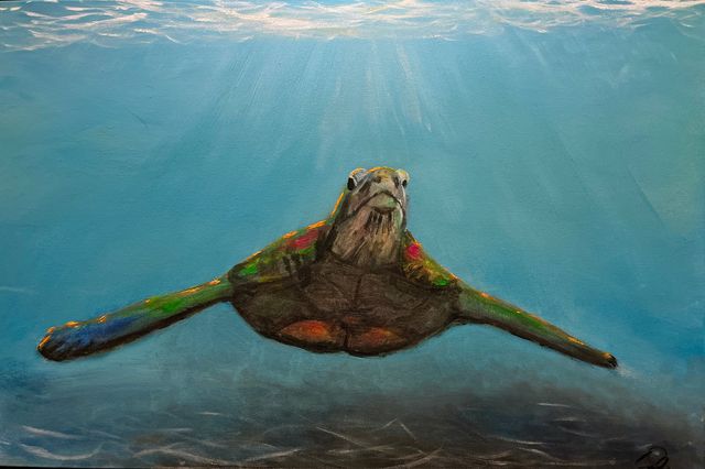 Into the Blue, Oil on Canvas by Dallas Ebersviller