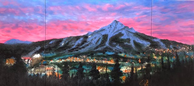 Mountain Town, Oil on Canvas by Dallas Ebersviller