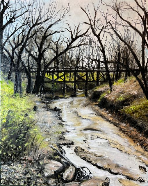 Old Calico Bridge, Oil on 1.5" Gallery Canvas by Dallas Ebersviller